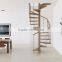 simple save space wood steel spiral stairs/ timber spiral staircase