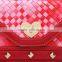 Dongguan factory new arrival red woven genuine leather woman shoulder bag