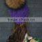 Fashion Korean Coloured Thread Knitting Raccoon Fur Pom Pom Beanie Hat