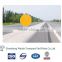 Yellow roadway single reflector two supports guardrail delineator