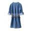 2015 women's V-neck down long sleeve tunics short denim jeans dress JXQ813