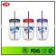 bpa free 540ml plastic mason jar custom tumbler with straw and lid