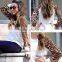 New Women's Round Neck Long Sleeve Leopard Print Sweatshirt T-shirt Blouse Top V