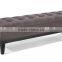 french home furniture oak wood frame linen upholstered ottoman
