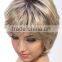 Blonde dye omber color synthetic hair style wig, short hair wigs for women