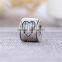 X340 Round Tube Bead Pave Crystal Zircon European Engagement Occasion Tibetan Silver Charm, DIY Solid Charm Bead for Jewelry