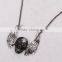 hiphop jewelry halloween necklace punk skull pendant with wings sweater chain black chrome plated 2015 new made in China yiwu