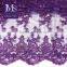 High Quality Bridal Lace Fabric wholesale African elegant purple beads dress lace fabric