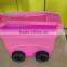 Plastic storage boxes with wheels and lid for kid's toys