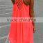 Sexy Womens Dresses Summer Casual Sleeveless coral hot color Chiffon Hollow Out dress Party Beach Dress 2015 Hotsale