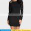 Guangzhou garment cheap factory short knit dresses party with long sleeves for women wholesale 2016