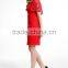 Knee-Length backless embroidery lace sleeve evening dress red short patterns
