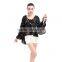 Lotus leaf sleeves design patterns back neck for fat ladies big sleeve blouse