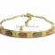 Three Tone Plated Bangle Bracelet With Extension Link Chain