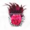 Beautiful rose with feather cloth flower hair clip/brooch,various colored rose brooches,girls hair jewelry accessory