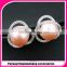 2016 hot New elegant natural pearl and zirconia stud earrings in 925 sterling silver