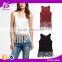 2016 Guangzhou Shandao Fashion Design Summer Casual Sleeveless Tassels Bottom Round Neck White Cotton New Style Top For Girls