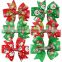 Christmass Printing Baby Girl Hair Bows Clips Boutique Grosgrain Ribbon Hairpins Kids Girl Hair Accessories