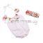 Baby girl floral print bubble romper with matching headband baby fashion suit