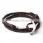 Men Anchor Wrist Band Leather Braided Bracelet