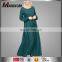 2017 New islamic Design Long Muslim Kaftan Dress Abaya Teal Flared Maxi Dresses Women Simple Long Abaya