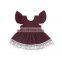 Latest Fashion Girl dress flutter sleeve lace tassel top Vintage red dress top