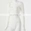 Elegant Women ribbed cotton knitted fabric long sleeve wide round neck bodysuits dress for Lady