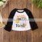 Baby letter print Shirt Toddler Girl ruffle sleeve tops black white Pullover tees