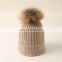 Inner Mongolian 100% Cashmere Hat Women Beanie with Fur Ball Pom