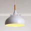 Vintage Black White Metal Shade Wood Base Pendant Light Decorative