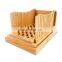Bamboo Foldable Bread Slicer Compact Thickness Adjustable Bread Slicing Guide with Crumb Catcher Tray for Homemade Bread