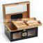 for xiga Hot Sales New Design Glass Top Fashion digital hygrometer Cedar Wooden Square Cigar Humidor