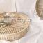 Round Natural Bamboo Tray With Handle, Straw Serving Tray, Woven Tray With Handle Wholesale