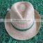 Fashion natural fedora hat with black ribbon for girl