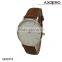 2016 Fashion stainless steel back water resistant leather wrist watch