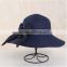 QXSH0036B British style women straw hat Floppy wide brim with bowknot ribbon striped beach hat fedora for ladies