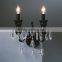 2 bulbs black crystal modern bedroom wall light fixture                        
                                                Quality Choice