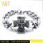 pure silver red corundum power skull bracelets silver/rose gold/gold bracelet