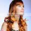 Yellow red omber long body wavy synthetic cosplay hair lace wig