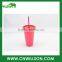 Double wall Plastic cup with straw/16oz plastic straw tumbler