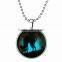 2016 Halloween gift for children silver jewelry beads chian glowding in the dark picture cat necklace pendant