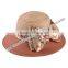 hot new products for 2014 Graffiti fabric double bowknot large brimmed visor beach lady hate para straw hat and cap