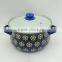 High Quality Blue Pot Glass Lid Decal Printing Enamel Cookware With Decoration