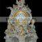 Vivid Churub Flower Ceramic Table Standing Clock, Luxury Design Hotel Decorated Desk Clock, Gold Plated Decorative Art