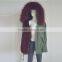 Myfur Latest Purplish Red Real Raccoon Fur Hood Faux Fur Lining Parka Wholesale