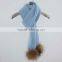 Myfur Popular Winter Genuine Raccoon Fur Pom Poms Knitted Women Girl Scarf