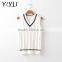 Custom boy school uniform dark blue v-neck cable knit vest sweater