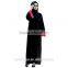 black chiffon contrast muslim dress/ juja muslim pink islamic fashionable abaya kaftan dresses/fancy dl islamic muslim dress