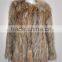 YR134 Super Quality Denmark Best-seller Lots of Color Real Raccoon Knitted Fur Coat
