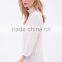 Good looking woman blouse white lace chiffon 3/4 blouse